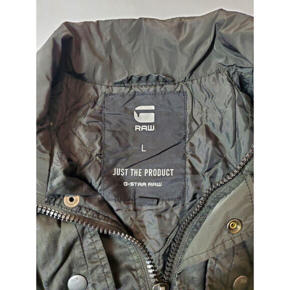 G-Star Raw Ospak Quilted Military Jacket Charcoal Camo Full Zip Mens Large - Picture 6 of 12